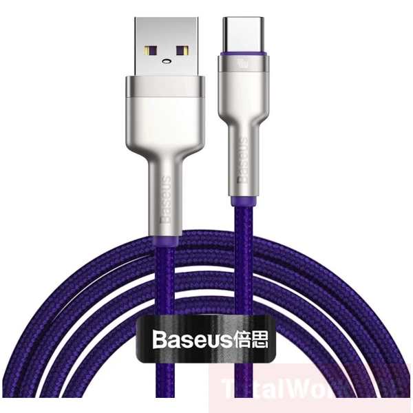 Baseus Metal USB till USB-C Kabel - Lila 2m
