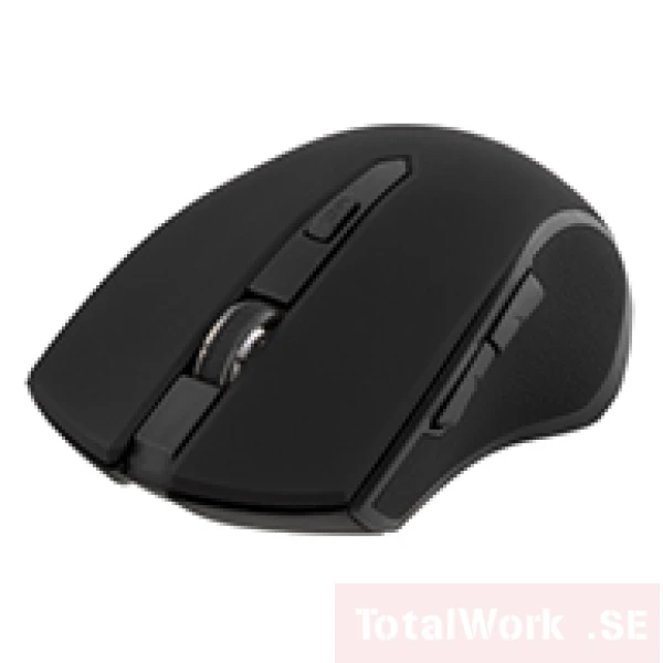 DELTACO trådlös optisk mus, 800-1600 DPI, 125 Hz, 6 knappar med scroll, 2,4GHz USB nano-mottagare, svart