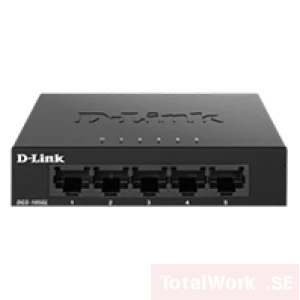D-Link DGS-105GL 5 Port Gigabit Metal Unmanaged Desktop Switch, svart