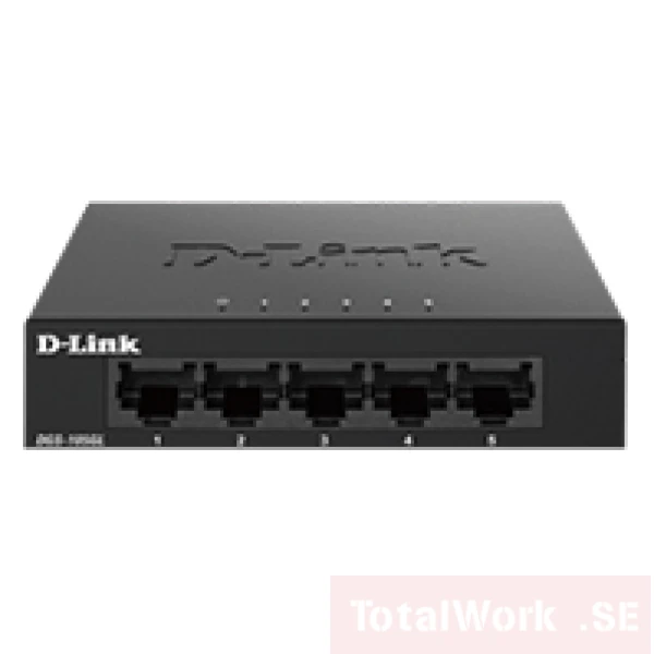 D-Link DGS-105GL 5 Port Gigabit Metal Unmanaged Desktop Switch, svart