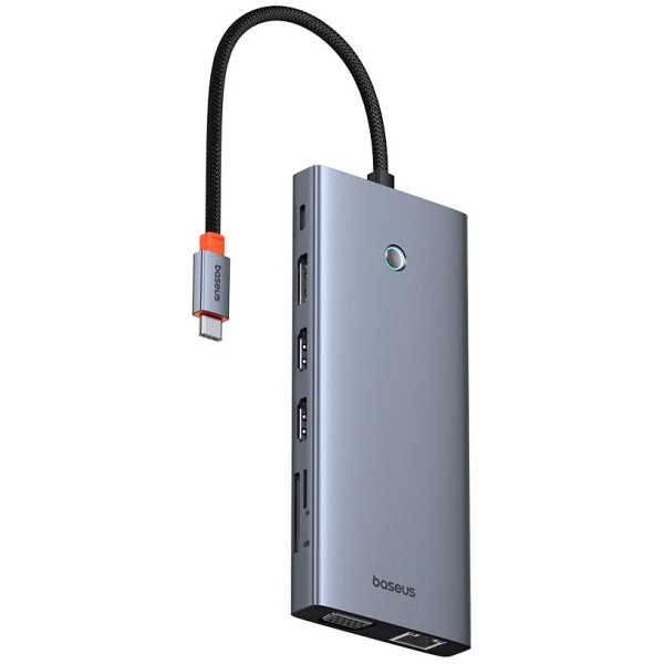 HUB Baseus PortalJoy Series 13in1 USB-C - 2x HDMI / DP / VGA / USB-A 3.1 / USB-C 3.1 / USB-A 2.0 / PD / RJ45 / SD / TF / AUX - grå
