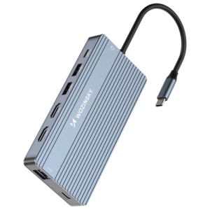 USB-C Hub 14 i 1 Wozinsky WDS03Y5S Multifunktionell, Aluminium, för 3 Skärmar, med 15 cm Kabel - Grå